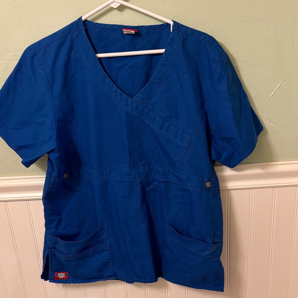 Blue Scrub Top with Pockets